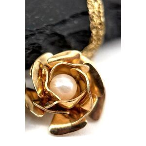 Faux pearl rose 12K gold filled pendant and necklace 14K gold filled by Winard